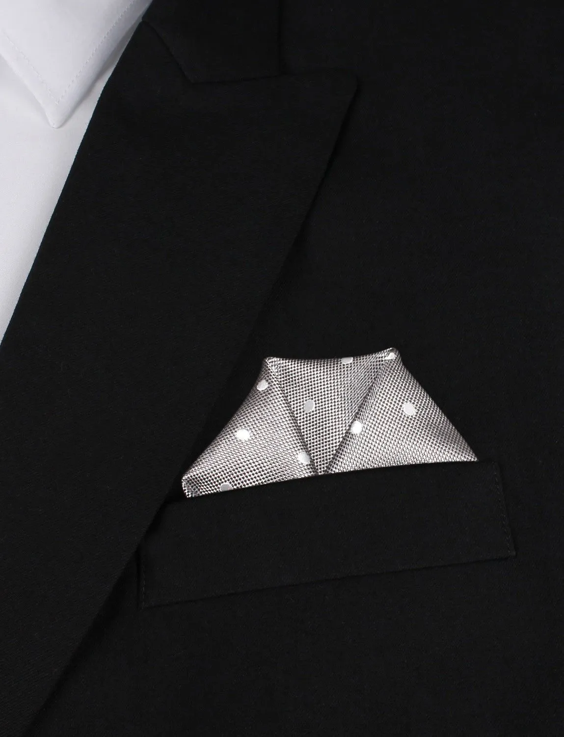 Grey with Milky White Polka Dots Pocket Square sold by OTAA product image thumbnail 4