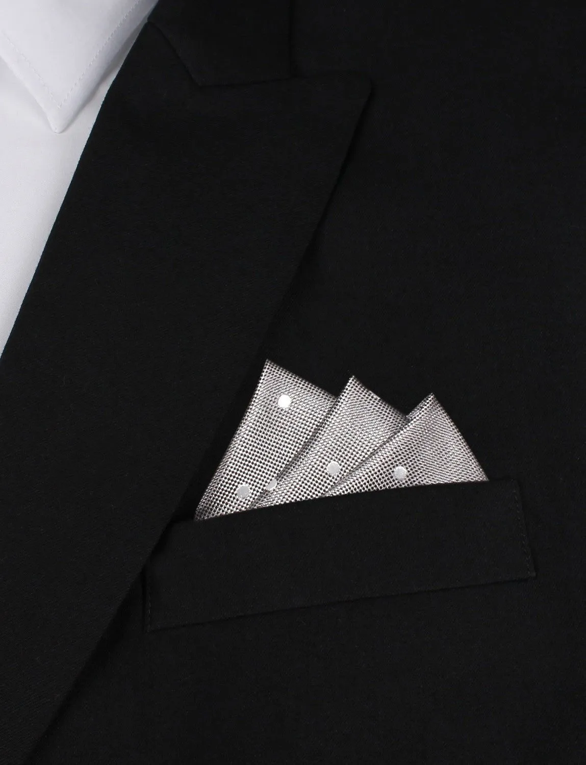 Grey with Milky White Polka Dots Pocket Square sold by OTAA product image thumbnail 3