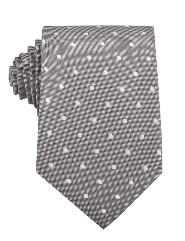 Grey with Milky White Polka Dots Necktie made by OTAA