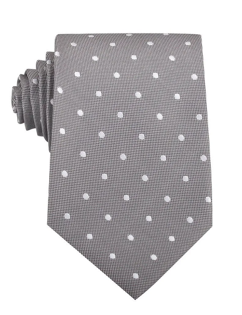 Grey with Milky White Polka Dots Necktie sold by OTAA