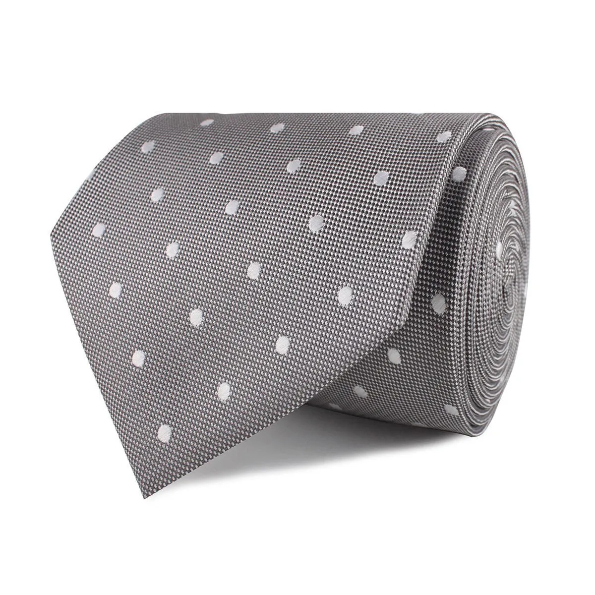 Grey with Milky White Polka Dots Necktie sold by OTAA product image thumbnail 2