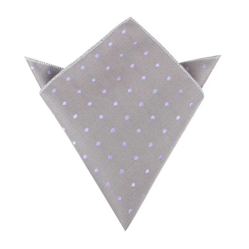 Grey with Lavender Purple Polka Dots Pocket Square made by OTAA
