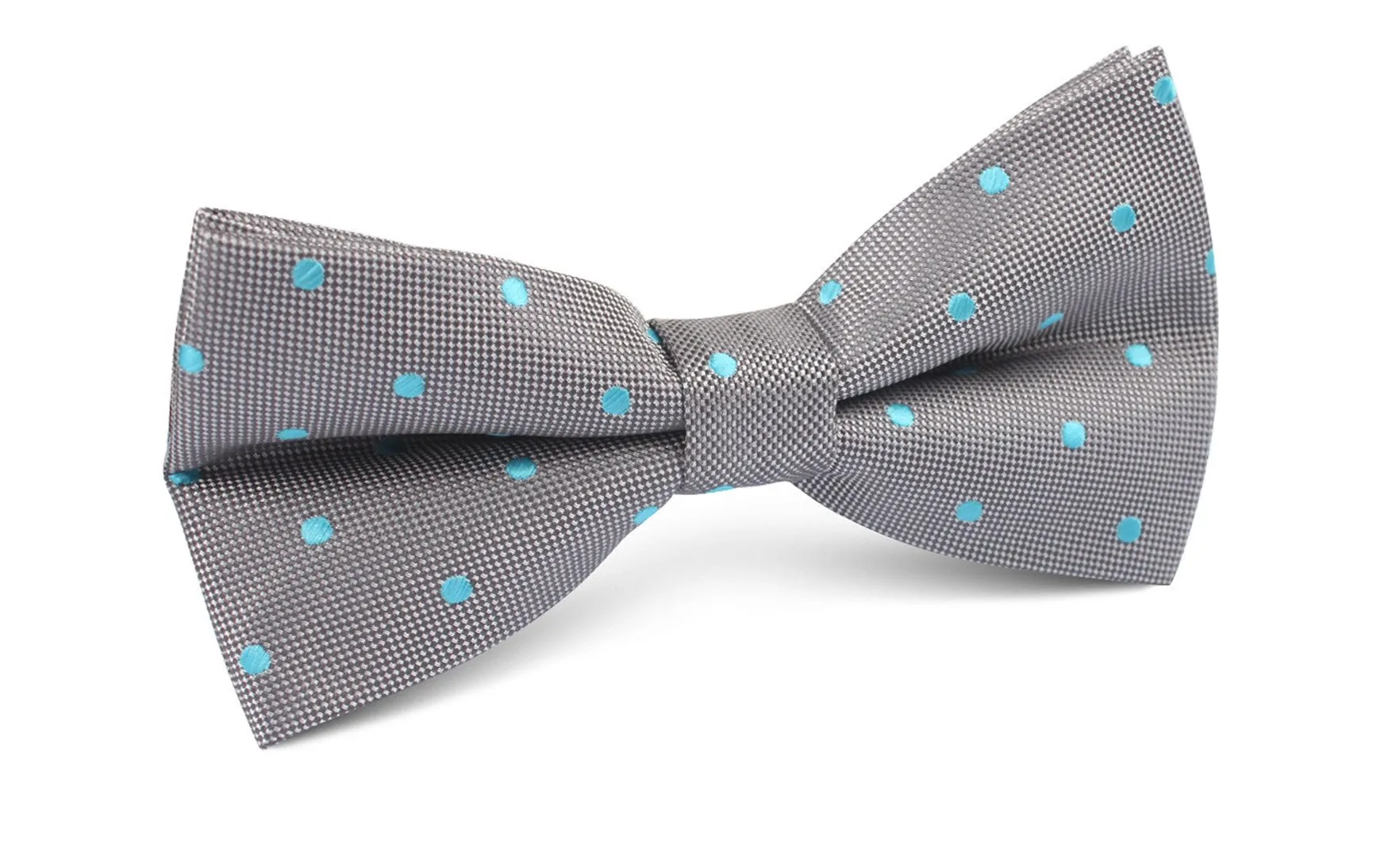 Grey with Mint Blue Polka Dots Bow Tie sold by OTAA