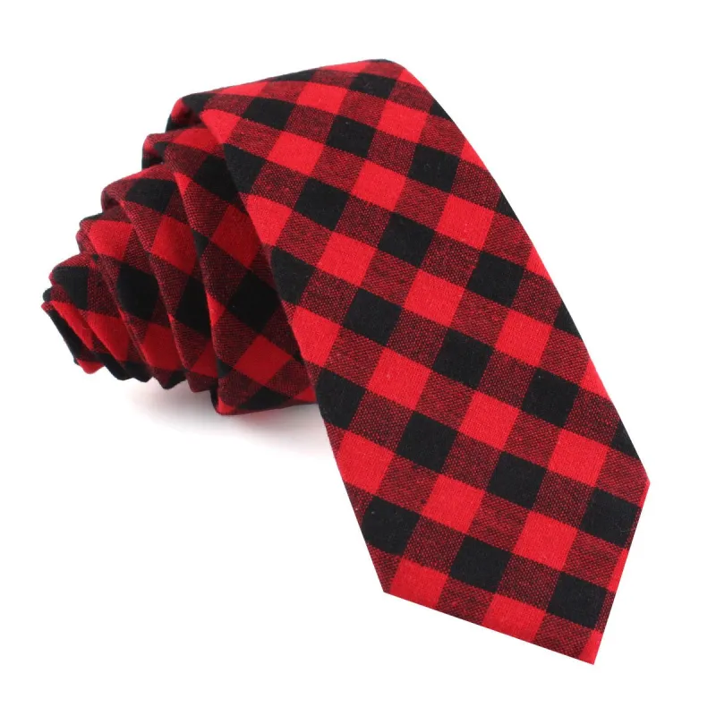 Red & Black Gingham Skinny Tie made by OTAA