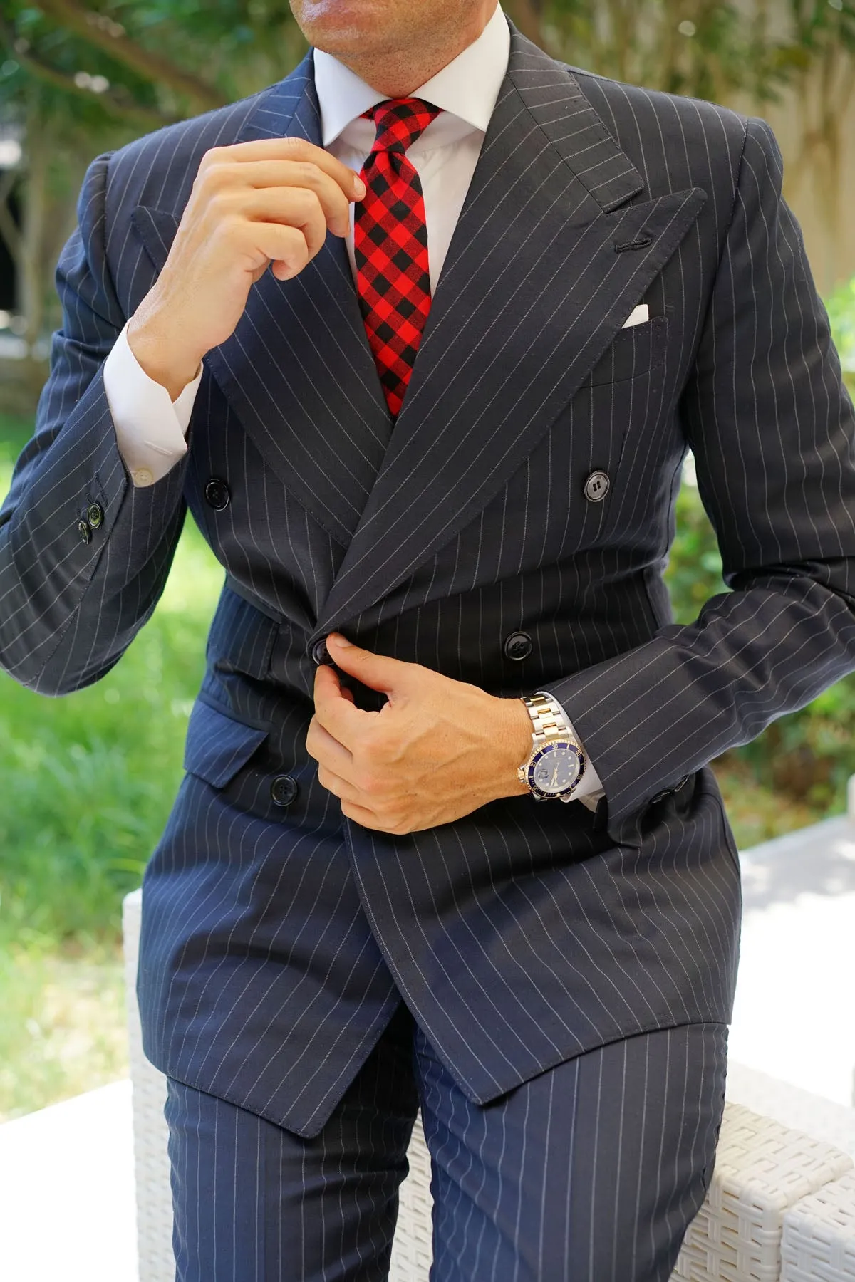 Red & Black Gingham Skinny Tie sold by OTAA product image thumbnail 5