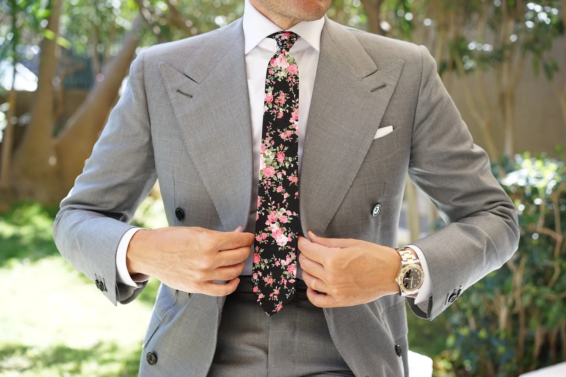 Carnation Floral Pink Skinny Tie sold by OTAA product image thumbnail 4