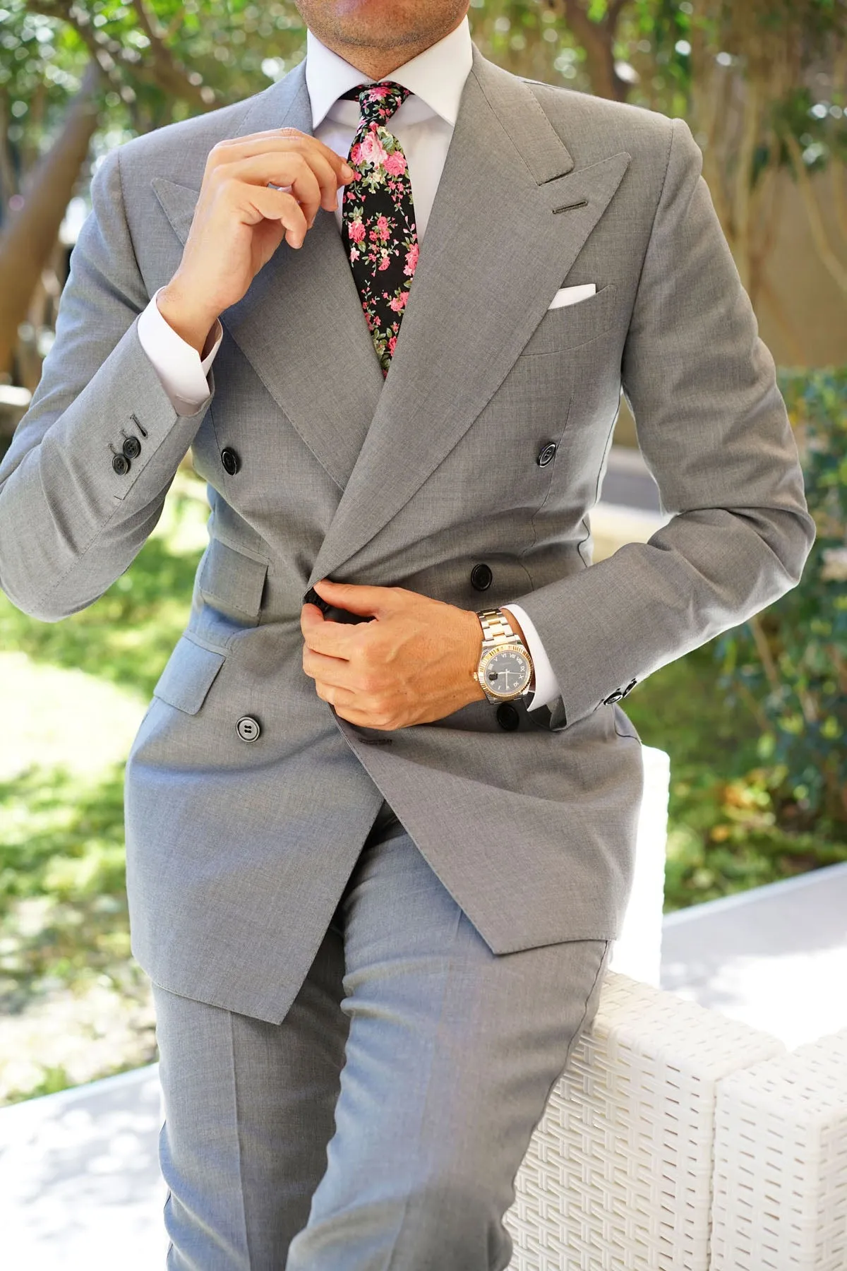 Carnation Floral Pink Skinny Tie sold by OTAA product image thumbnail 5