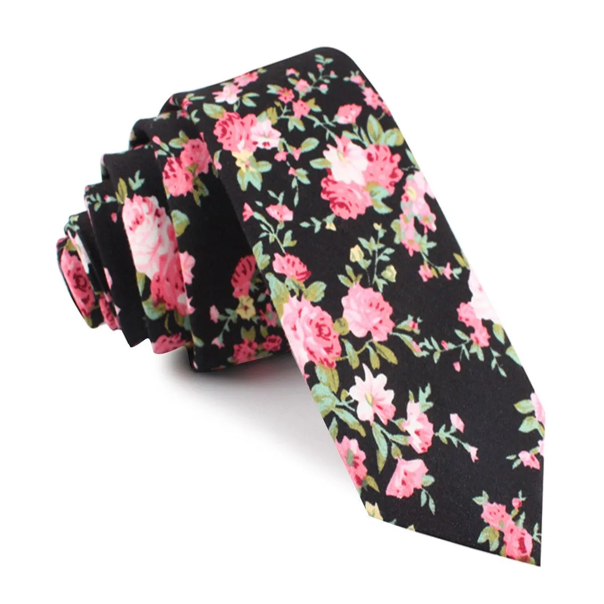 Carnation Floral Pink Skinny Tie sold by OTAA