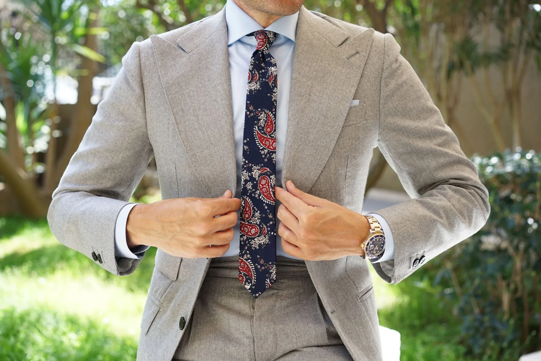 Trasimeno Blue with Red Paisley Skinny Tie sold by OTAA product image thumbnail 4