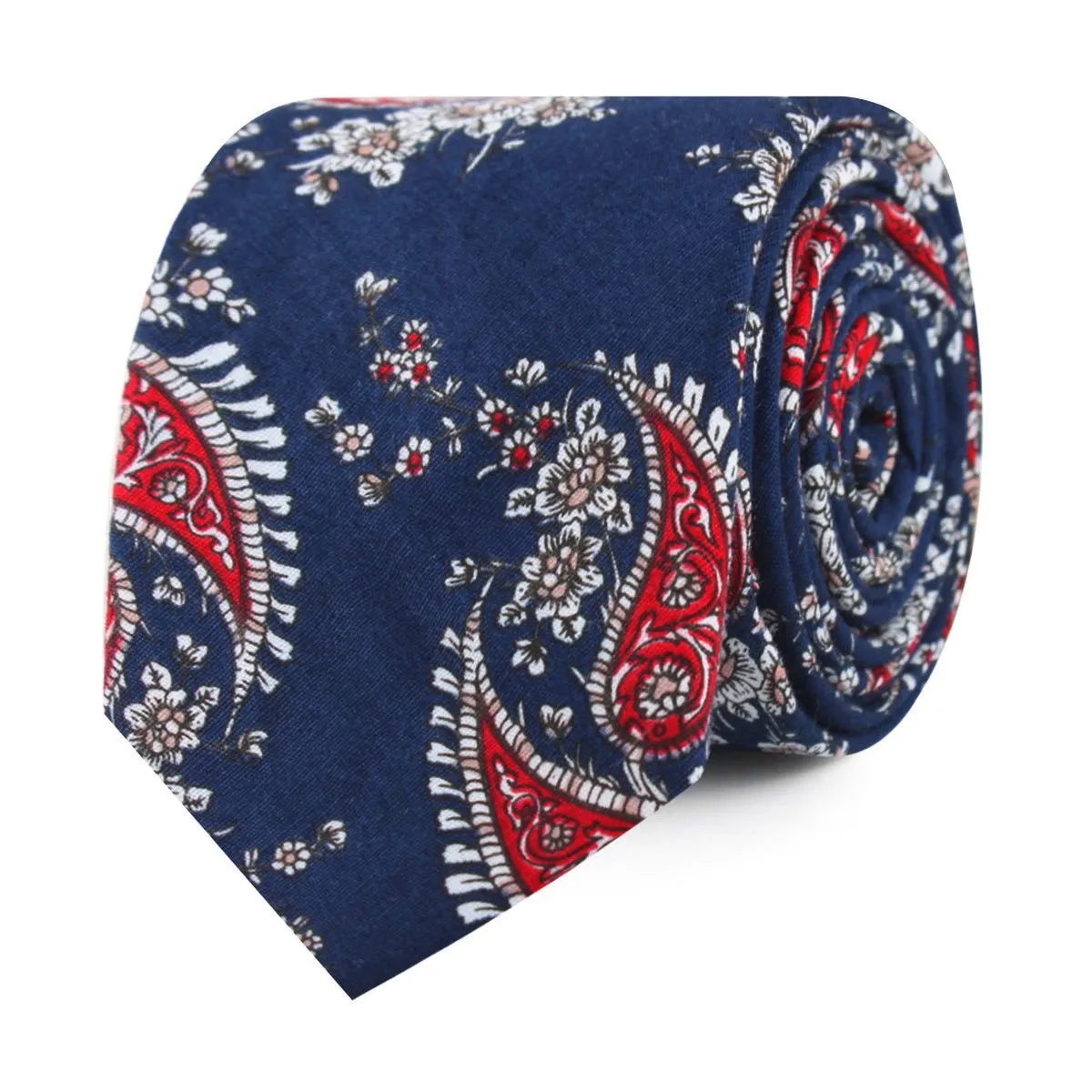 Trasimeno Blue with Red Paisley Skinny Tie sold by OTAA product image thumbnail 2