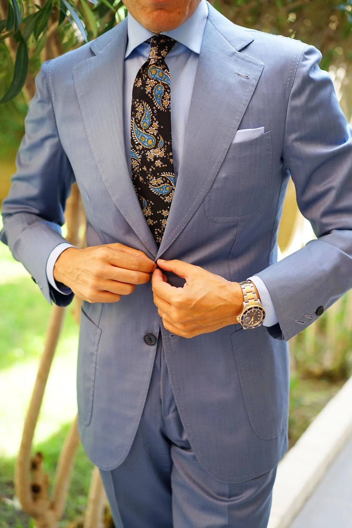 Venetian Lagoon Blue Paisley Tie sold by OTAA product image thumbnail 5