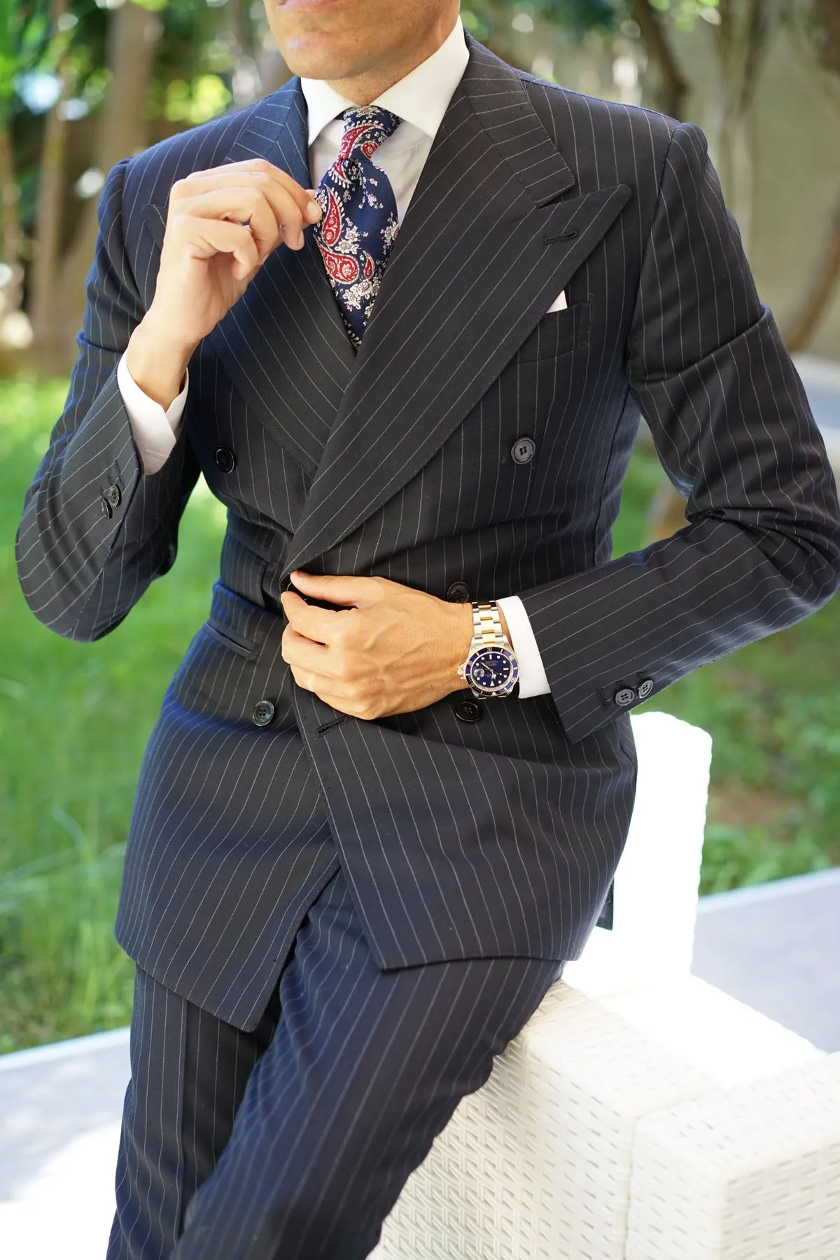 Trasimeno Blue with Red Paisley Tie sold by OTAA product image thumbnail 5