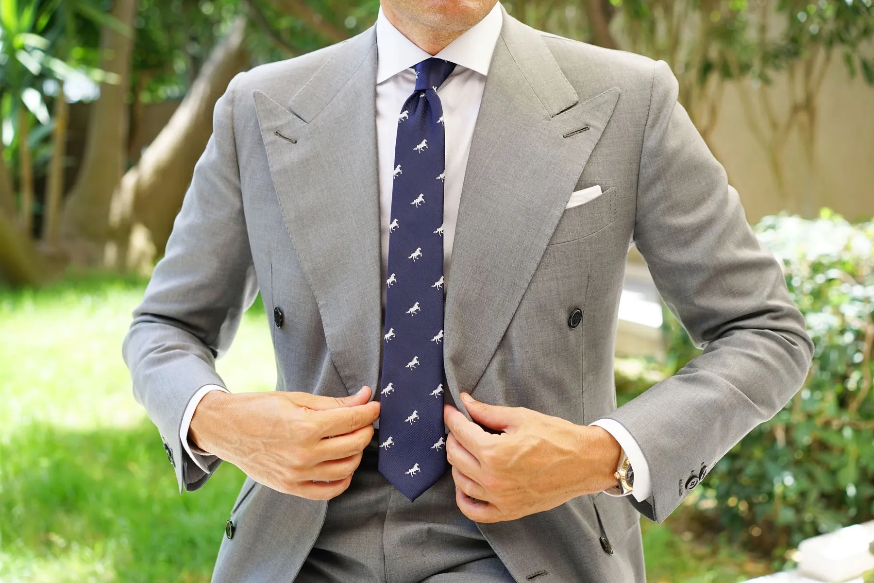Navy Blue Race Horse Skinny Tie sold by OTAA product image thumbnail 5