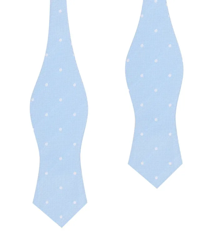 Mint Blue with White Polka Dots Self Tie Diamond Tip Bow Tie made by OTAA