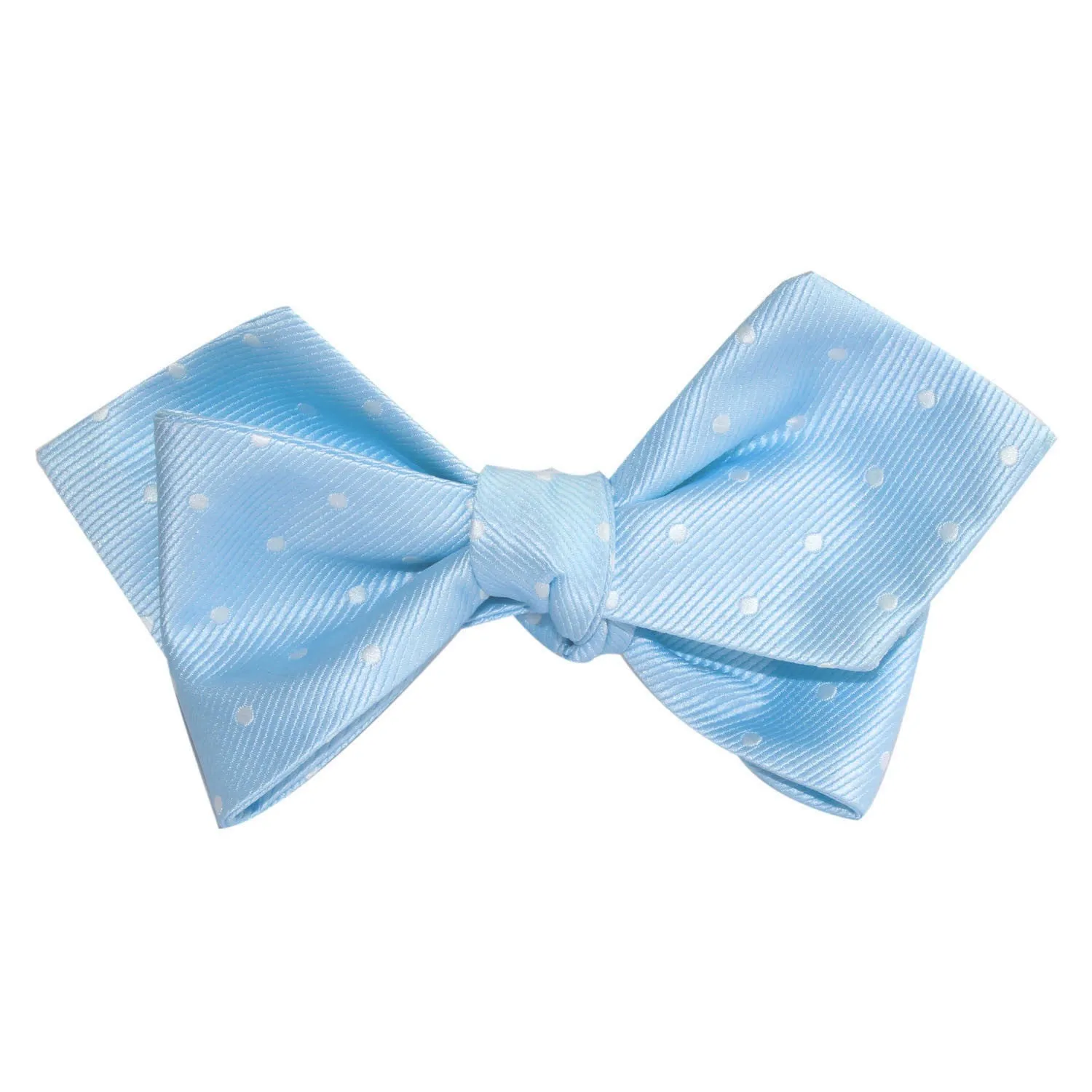 Mint Blue with White Polka Dots Self Tie Diamond Tip Bow Tie sold by OTAA product image thumbnail 2