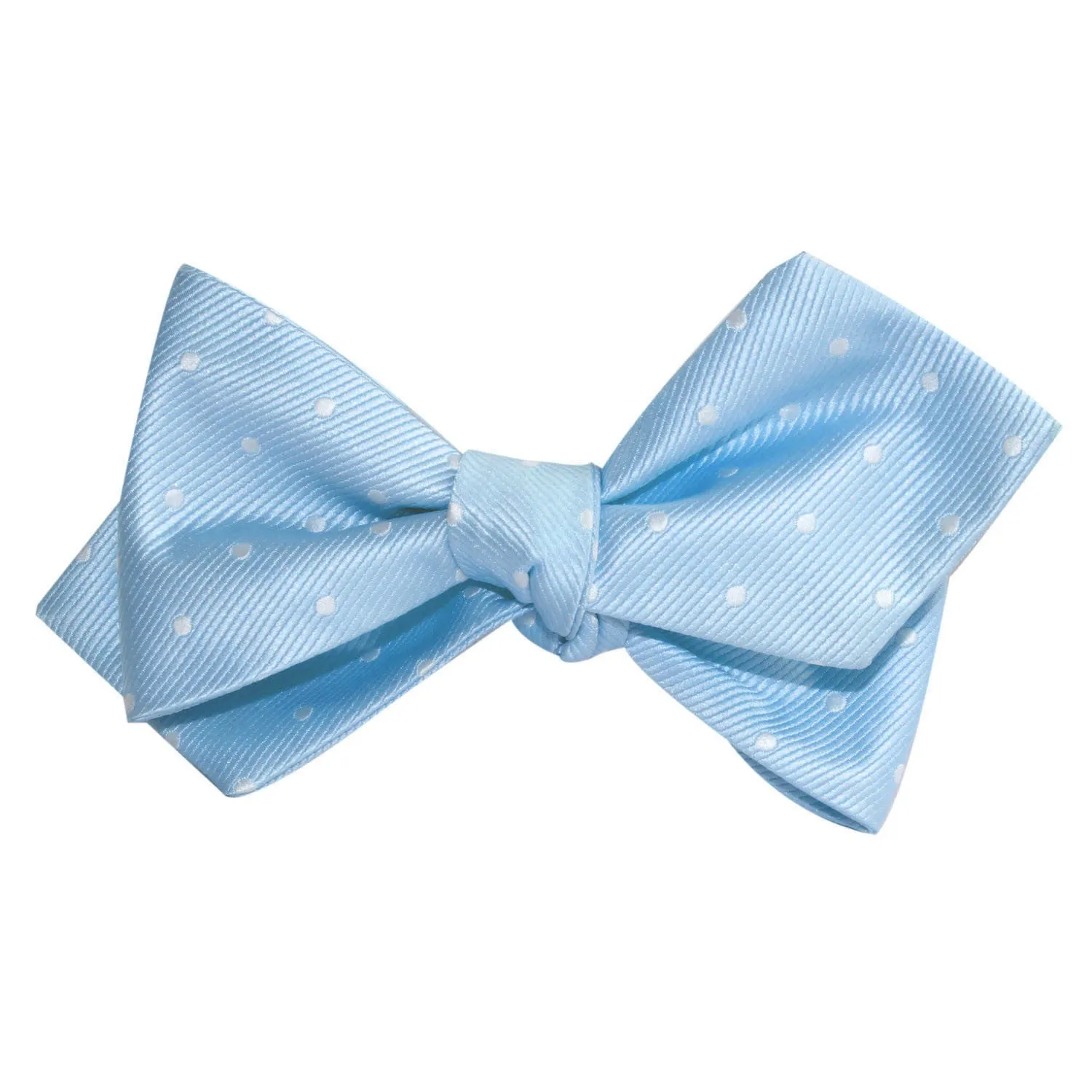 Mint Blue with White Polka Dots Self Tie Diamond Tip Bow Tie sold by OTAA product image thumbnail 3
