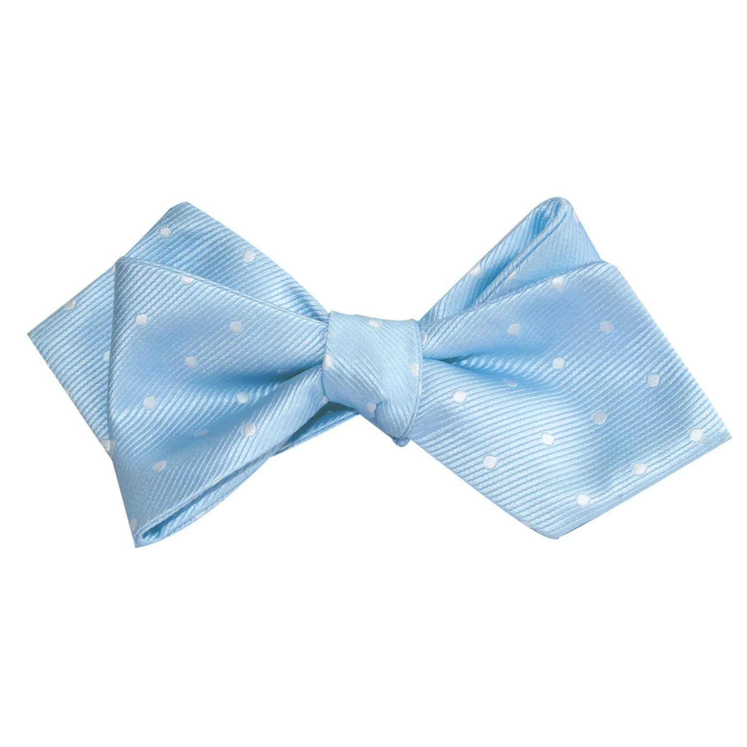Mint Blue with White Polka Dots Self Tie Diamond Tip Bow Tie sold by OTAA product image thumbnail 4