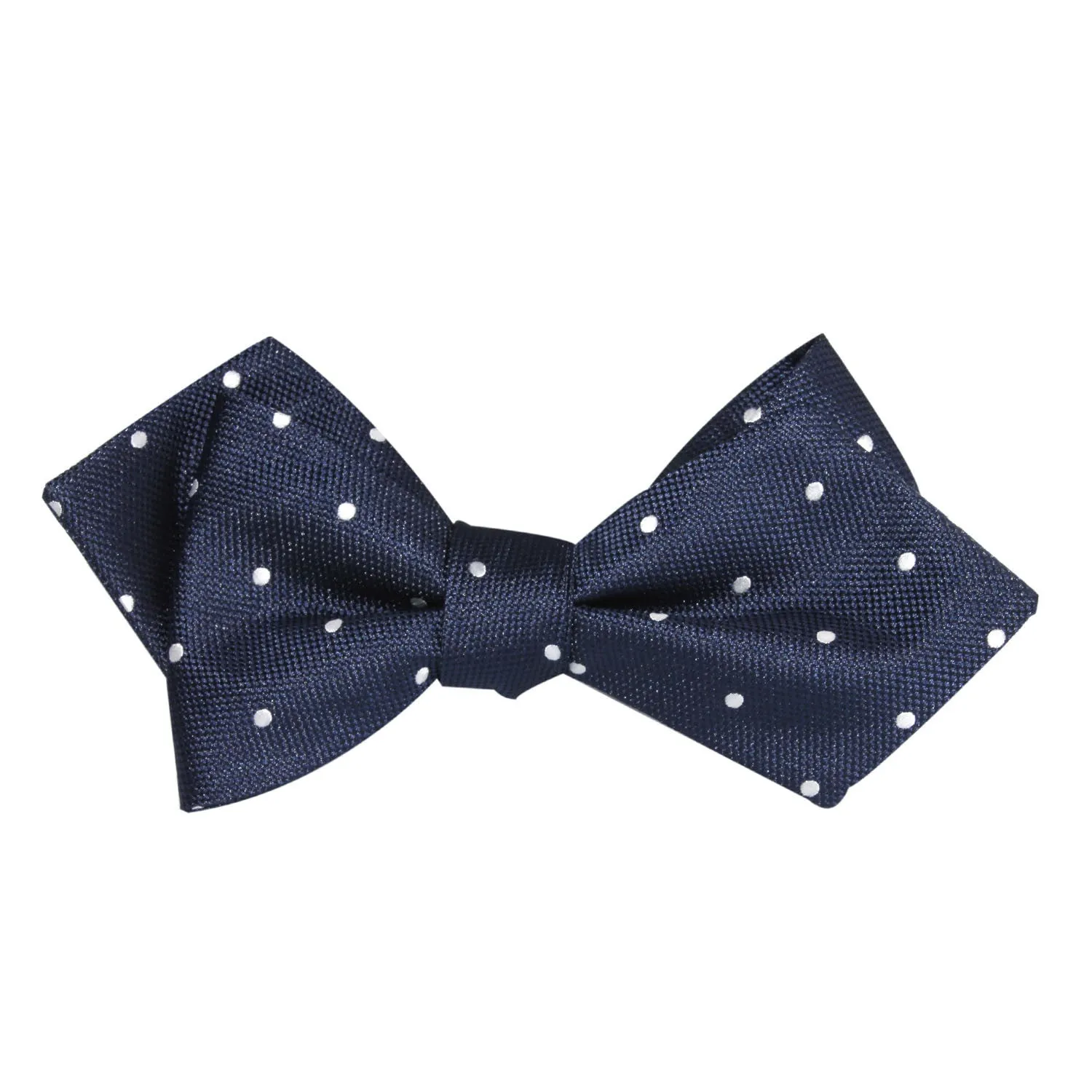 Navy Blue with White Polka Dots Self Tie Diamond Tip Bow Tie sold by OTAA product image thumbnail 2