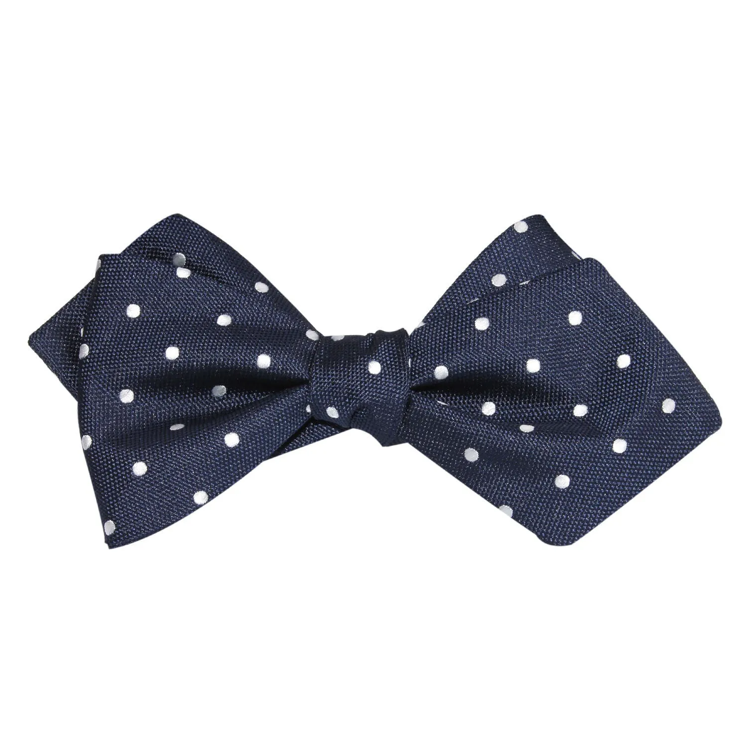 Navy Blue with White Polka Dots Self Tie Diamond Tip Bow Tie sold by OTAA product image thumbnail 3