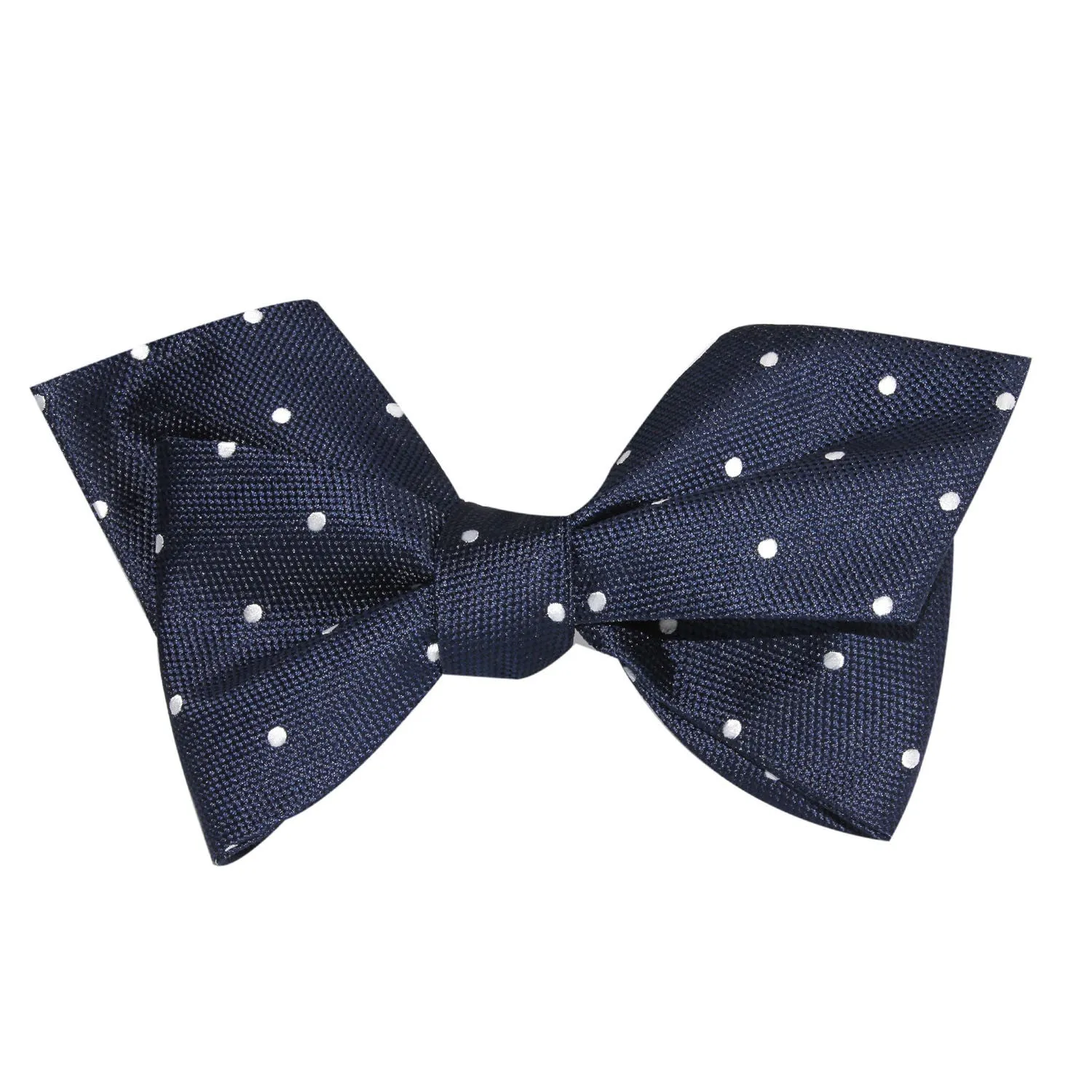 Navy Blue with White Polka Dots Self Tie Diamond Tip Bow Tie sold by OTAA product image thumbnail 4