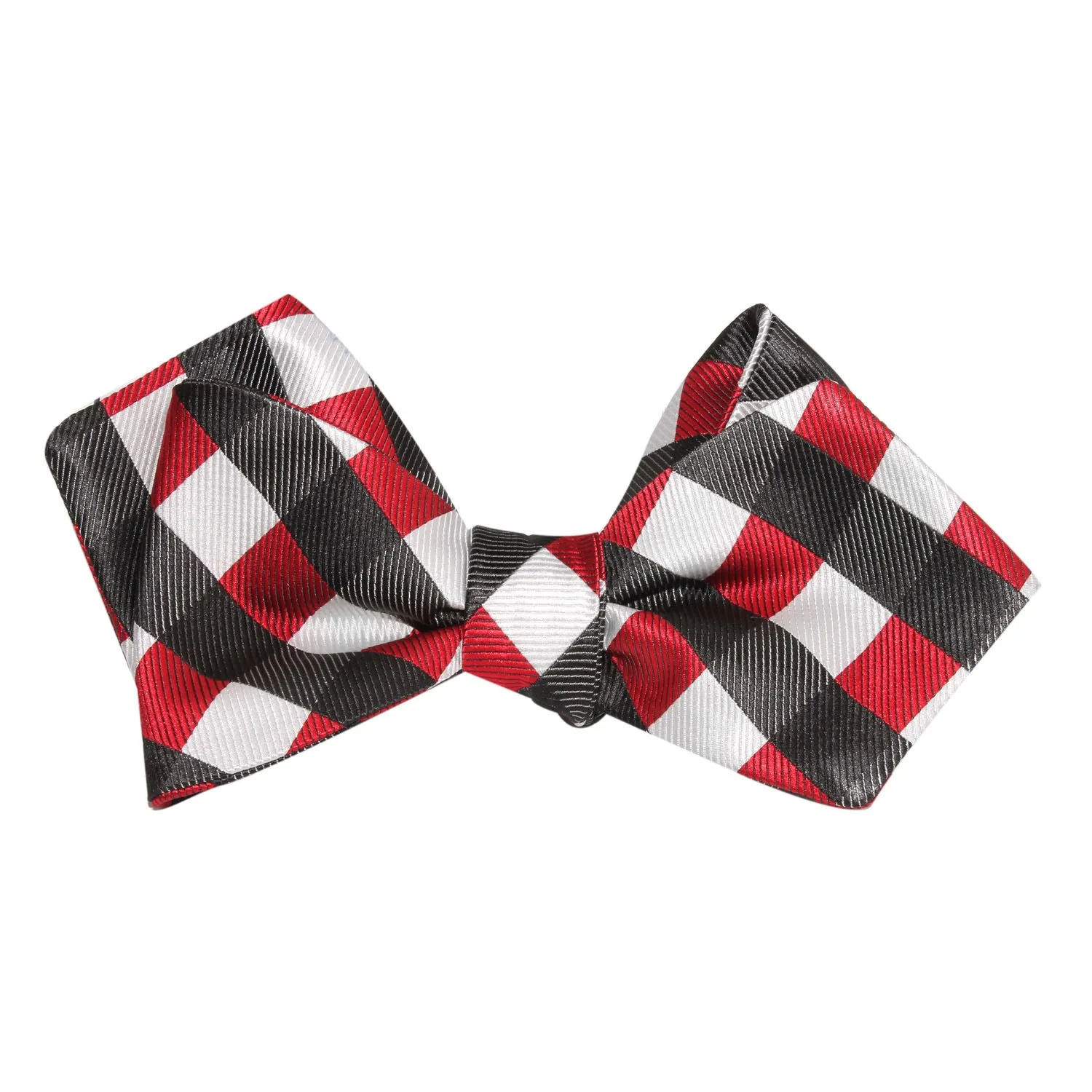 White Black Maroon Checkered Self Tie Diamond Tip Bow Tie sold by OTAA product image thumbnail 3