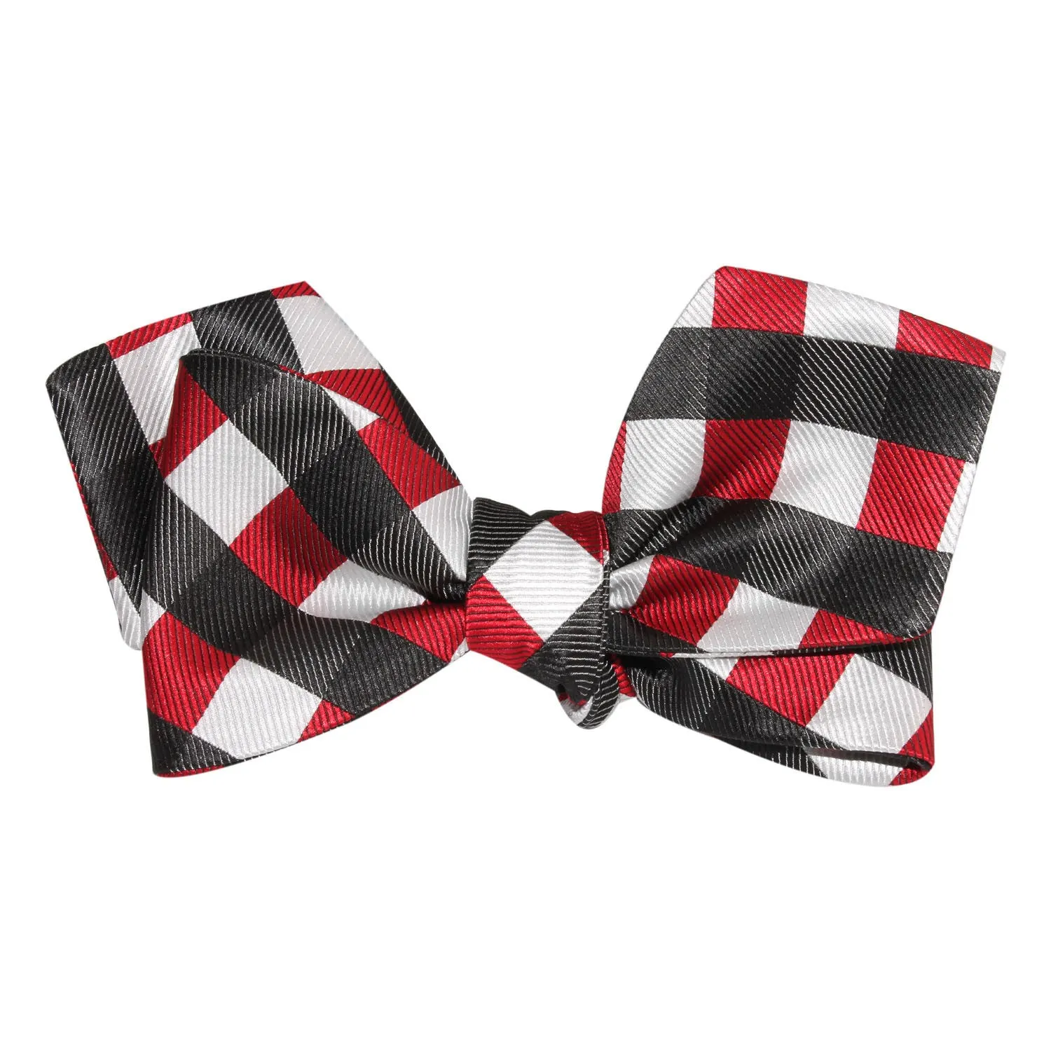 White Black Maroon Checkered Self Tie Diamond Tip Bow Tie sold by OTAA product image thumbnail 2