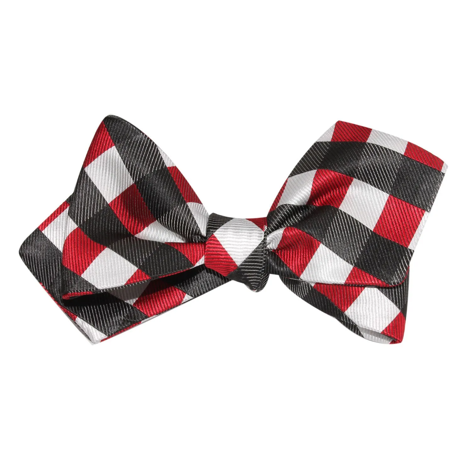 White Black Maroon Checkered Self Tie Diamond Tip Bow Tie sold by OTAA product image thumbnail 4