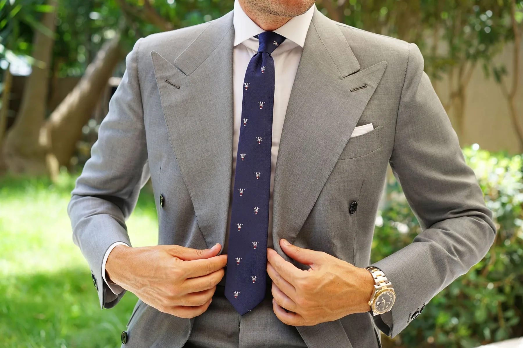 Navy Blue Lobster Skinny Tie sold by OTAA product image thumbnail 5