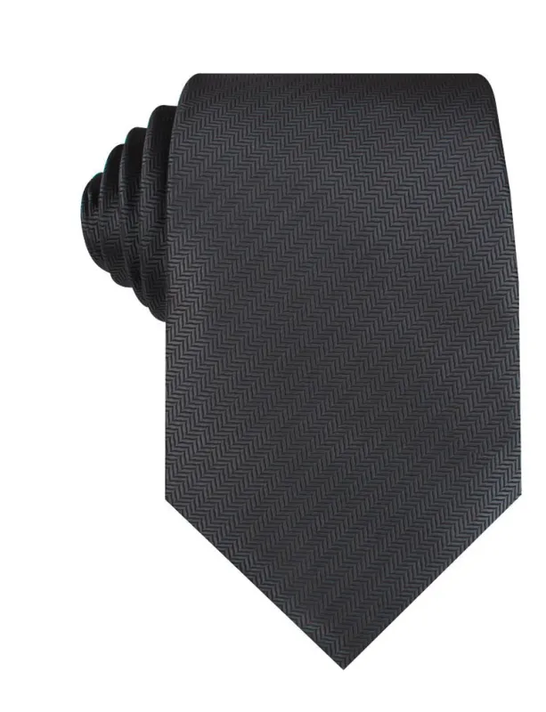 Dark Grey Herringbone Necktie made by OTAA