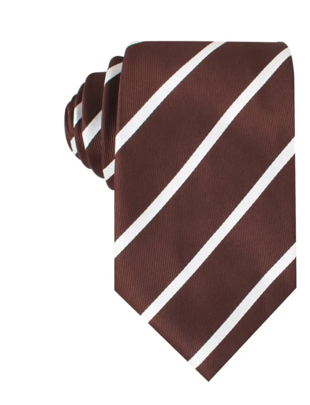 Chocolate Brown Striped Necktie made by OTAA