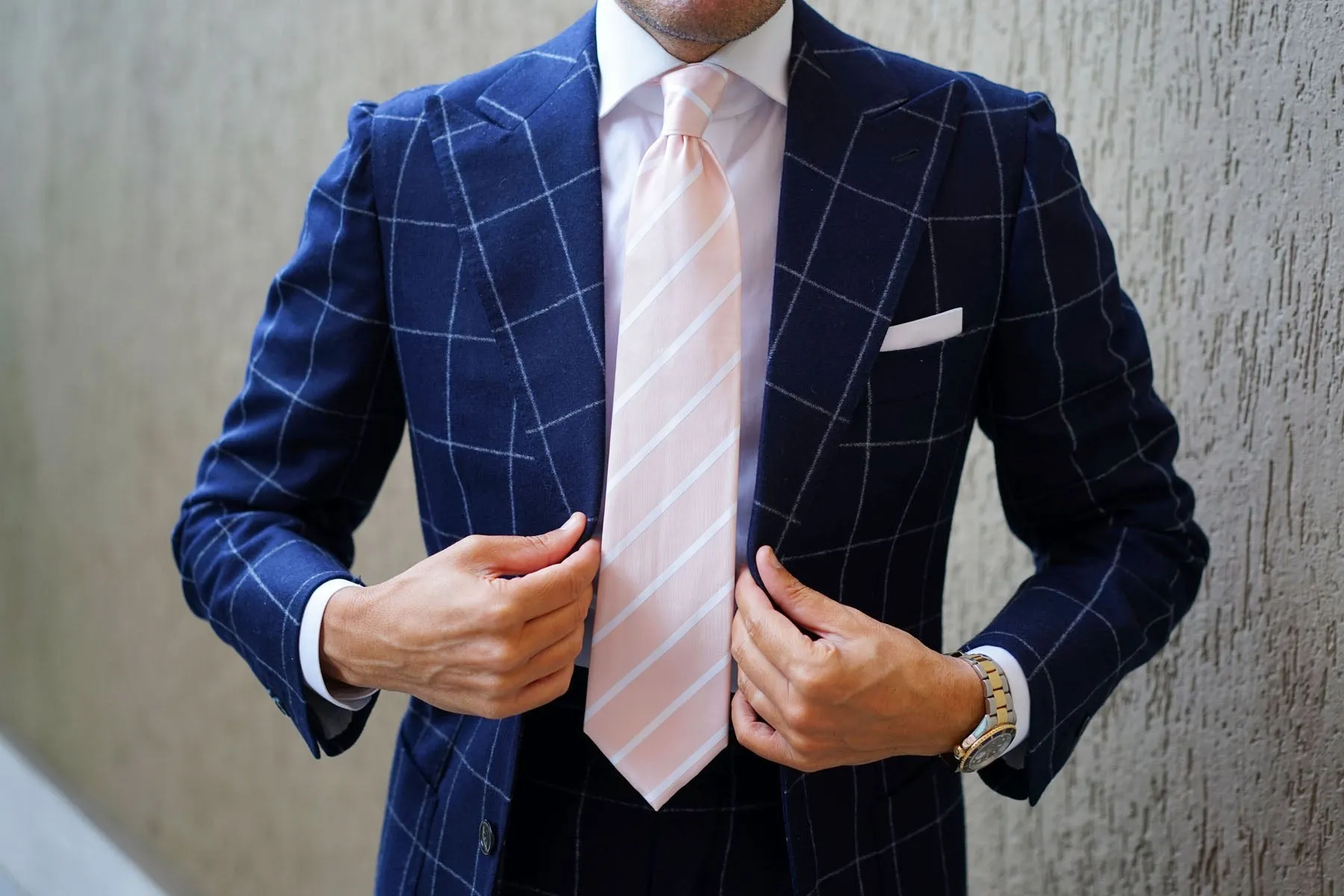 Blush Pink Striped Necktie sold by OTAA product image thumbnail 4