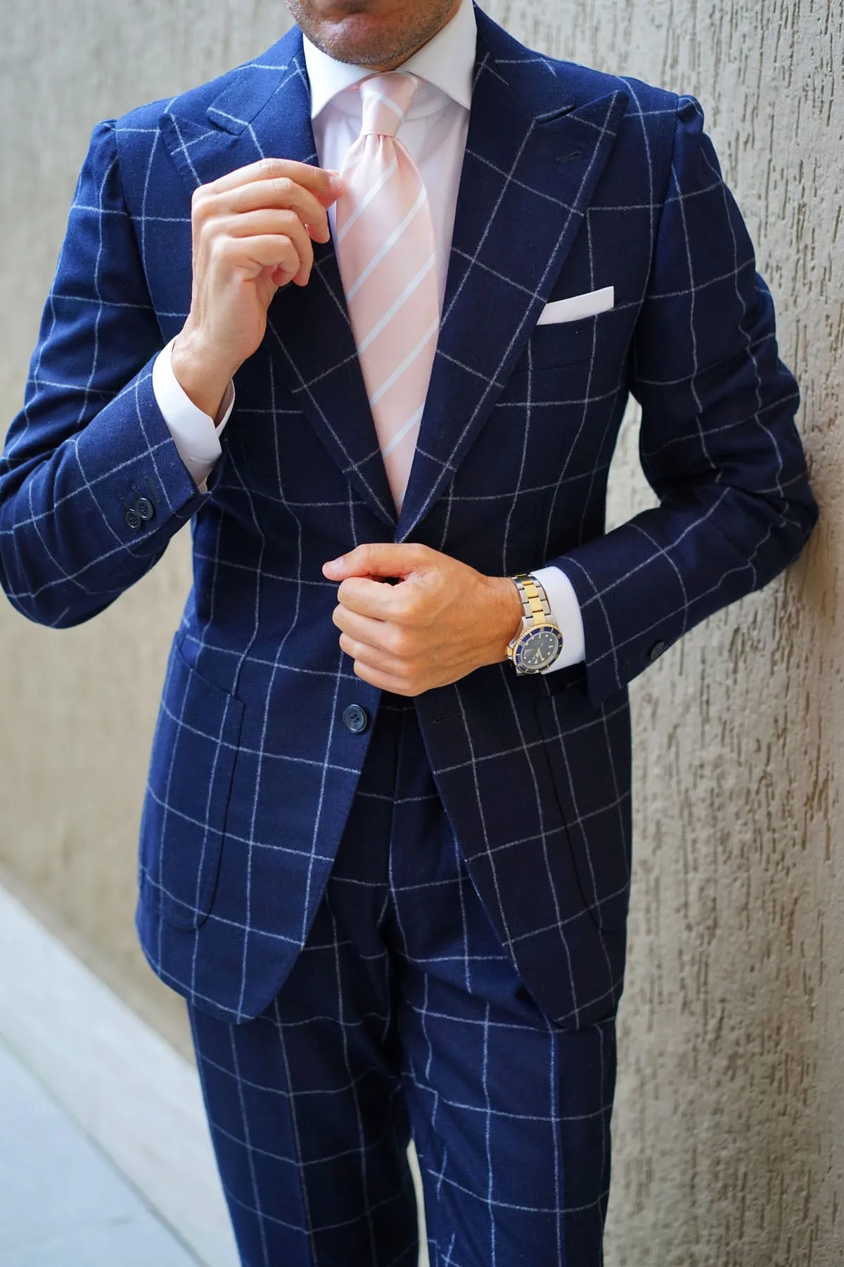 Blush Pink Striped Necktie sold by OTAA product image thumbnail 5