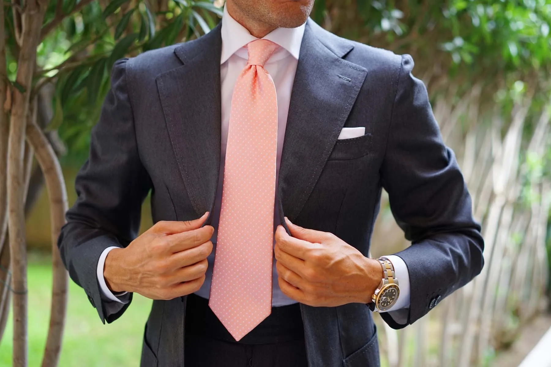 Peach Mini Polka Dots Necktie sold by OTAA product image thumbnail 4