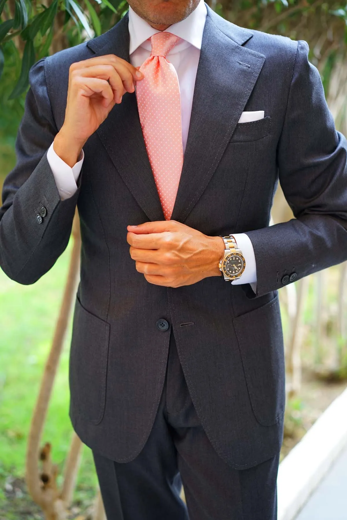 Peach Mini Polka Dots Necktie sold by OTAA product image thumbnail 5