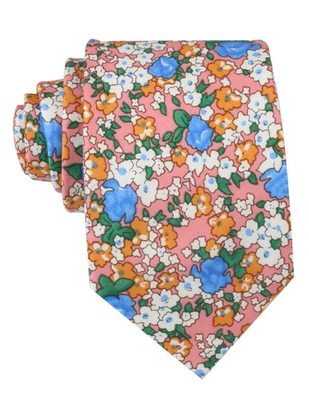 Panama Pink Floral Necktie made by OTAA