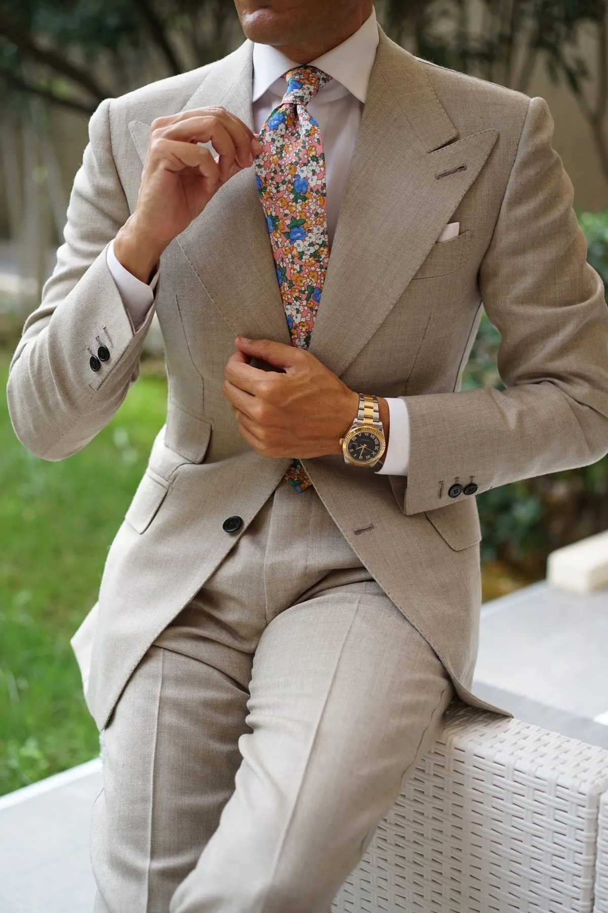 Panama Pink Floral Necktie sold by OTAA product image thumbnail 5
