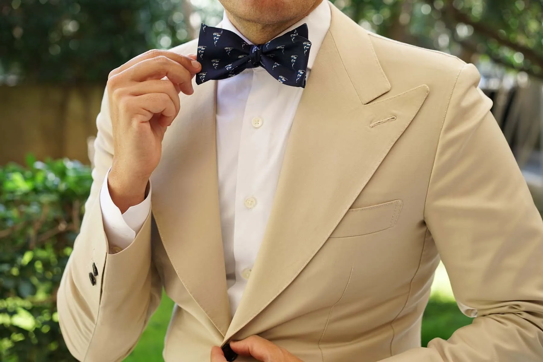 Navy Blue Sailor Boat Self Tie Bow Tie sold by OTAA product image thumbnail 5