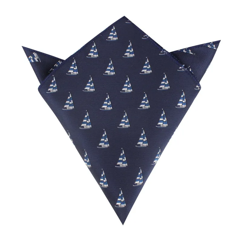 Navy Blue Sailor Boat Pocket Square made by OTAA