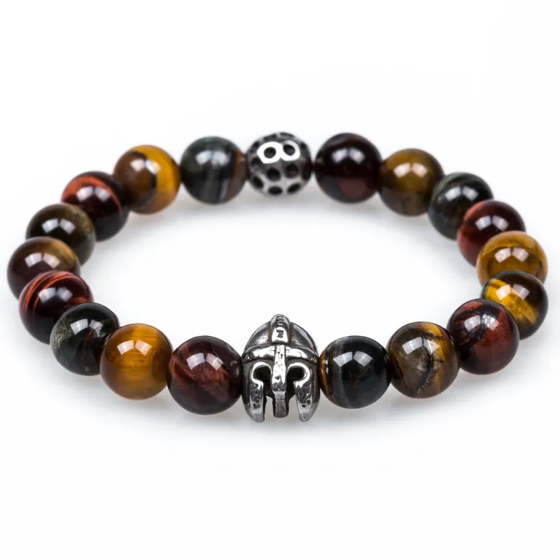 Spiculus Tiger's Eye Gladiator Helmet Bracelet made by OTAA