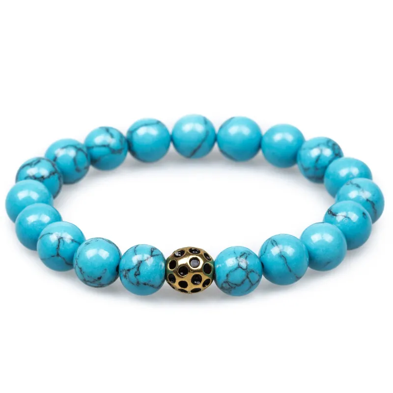 Mystique Blue Turquoise Gold Lava Bracelet made by OTAA