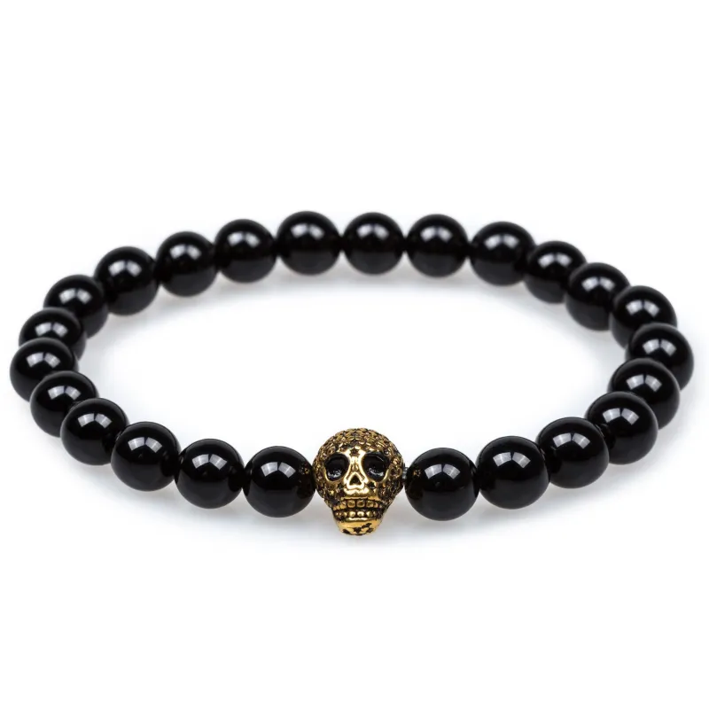 Spars Black Onyx Gold Skull Bracelet made by OTAA