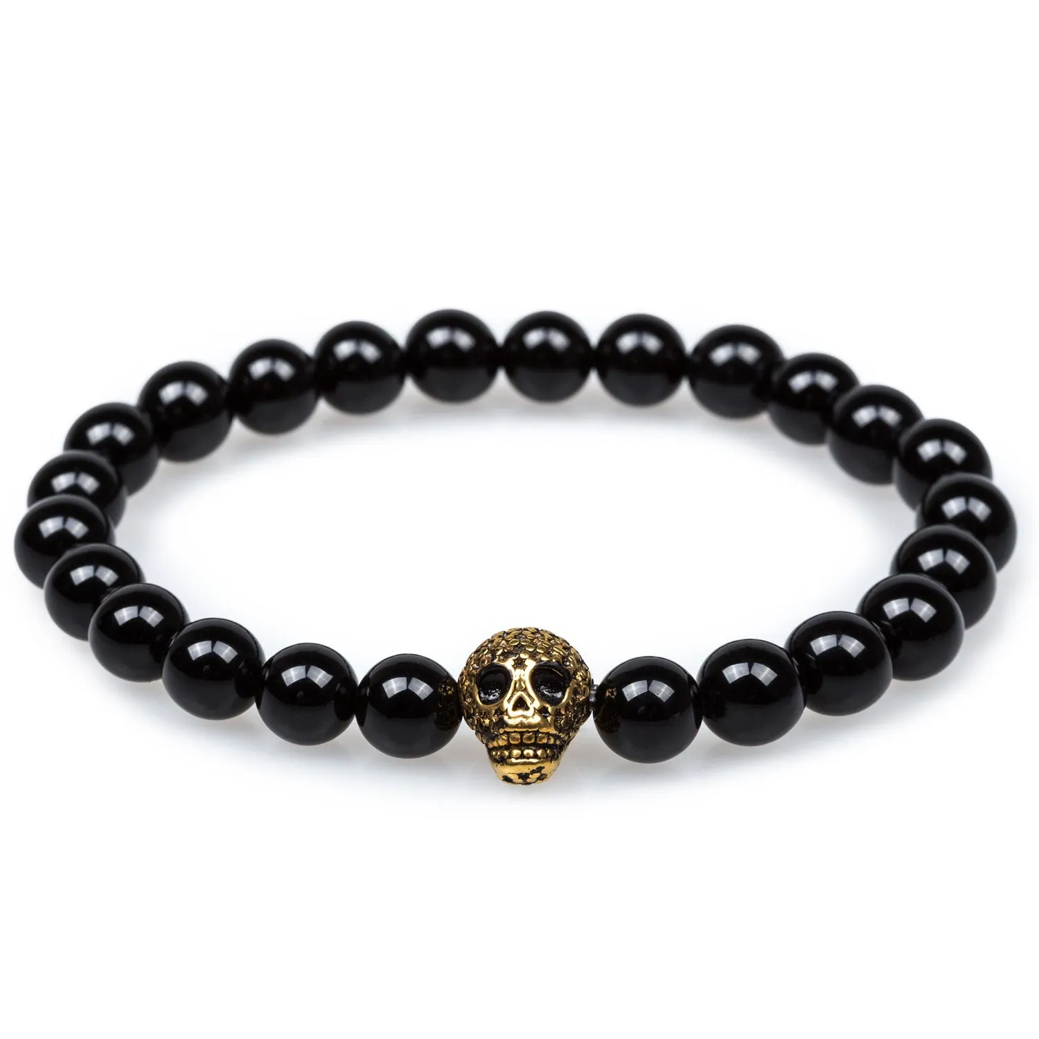 Spars Black Onyx Gold Skull Bracelet sold by OTAA
