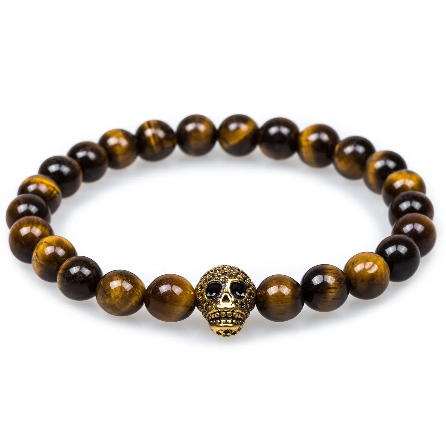 Amazonian Yellow Tiger's Eye Gold Skull Bracelet sold by OTAA