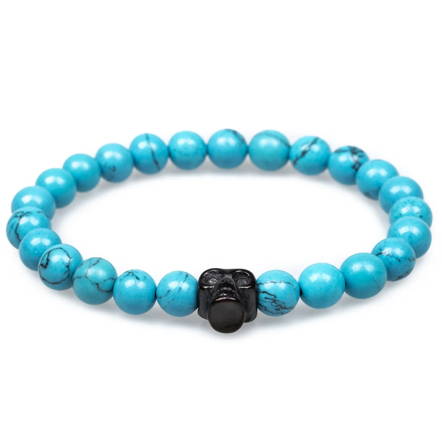 Blue Turquoise Black Skull Bracelet sold by OTAA