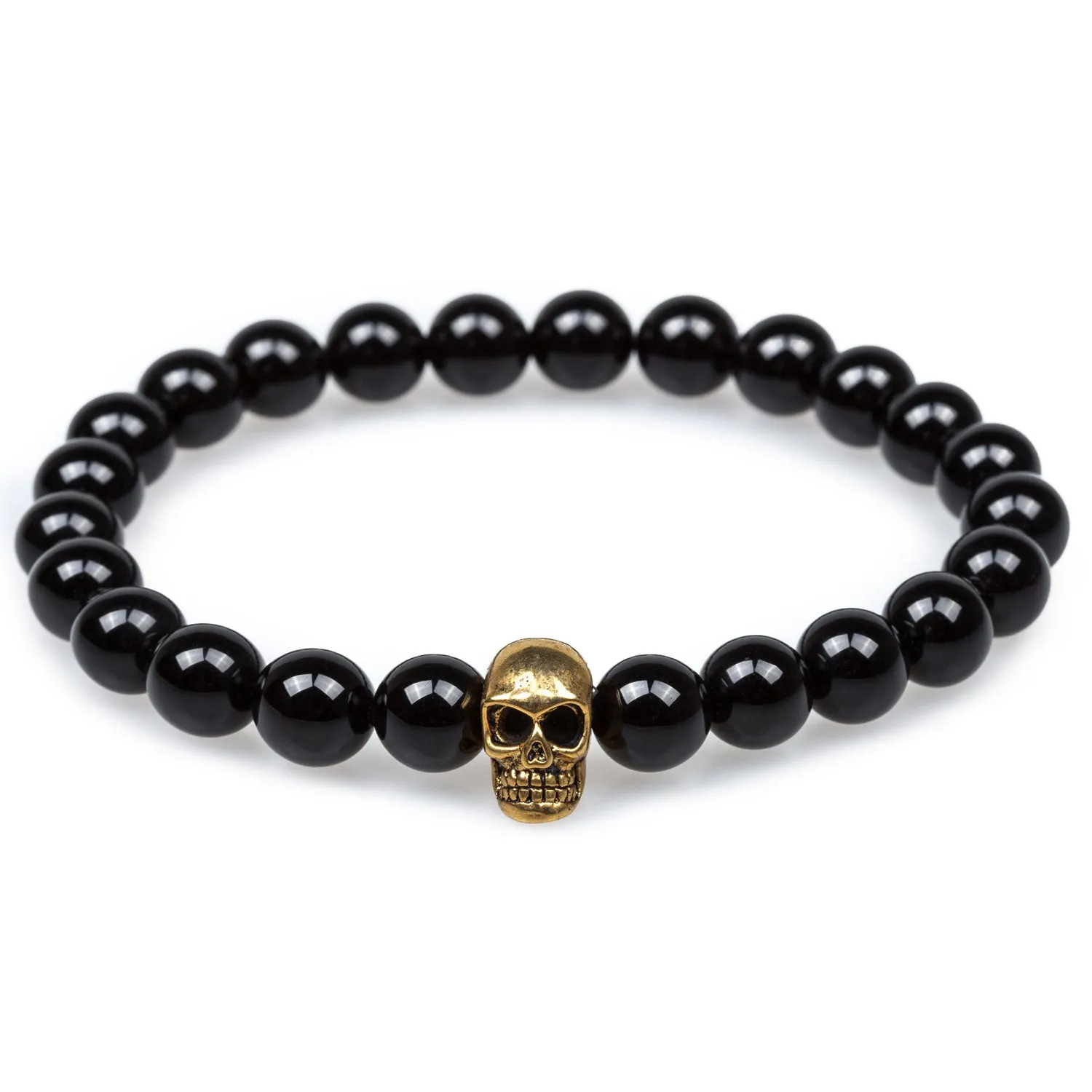 Black Onyx Gold Skull Bracelet sold by OTAA