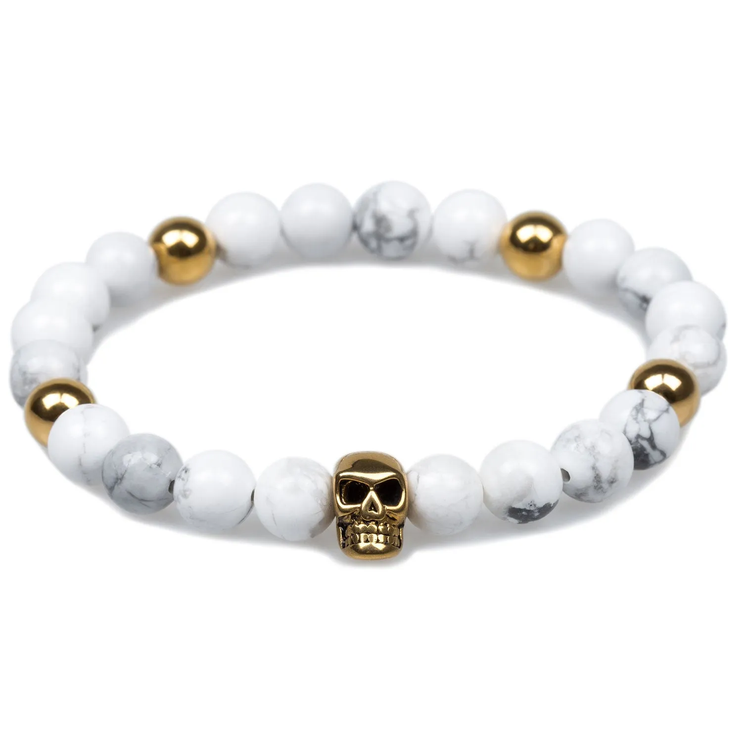 Hempen White Howlite Gold Skull Bracelet sold by OTAA