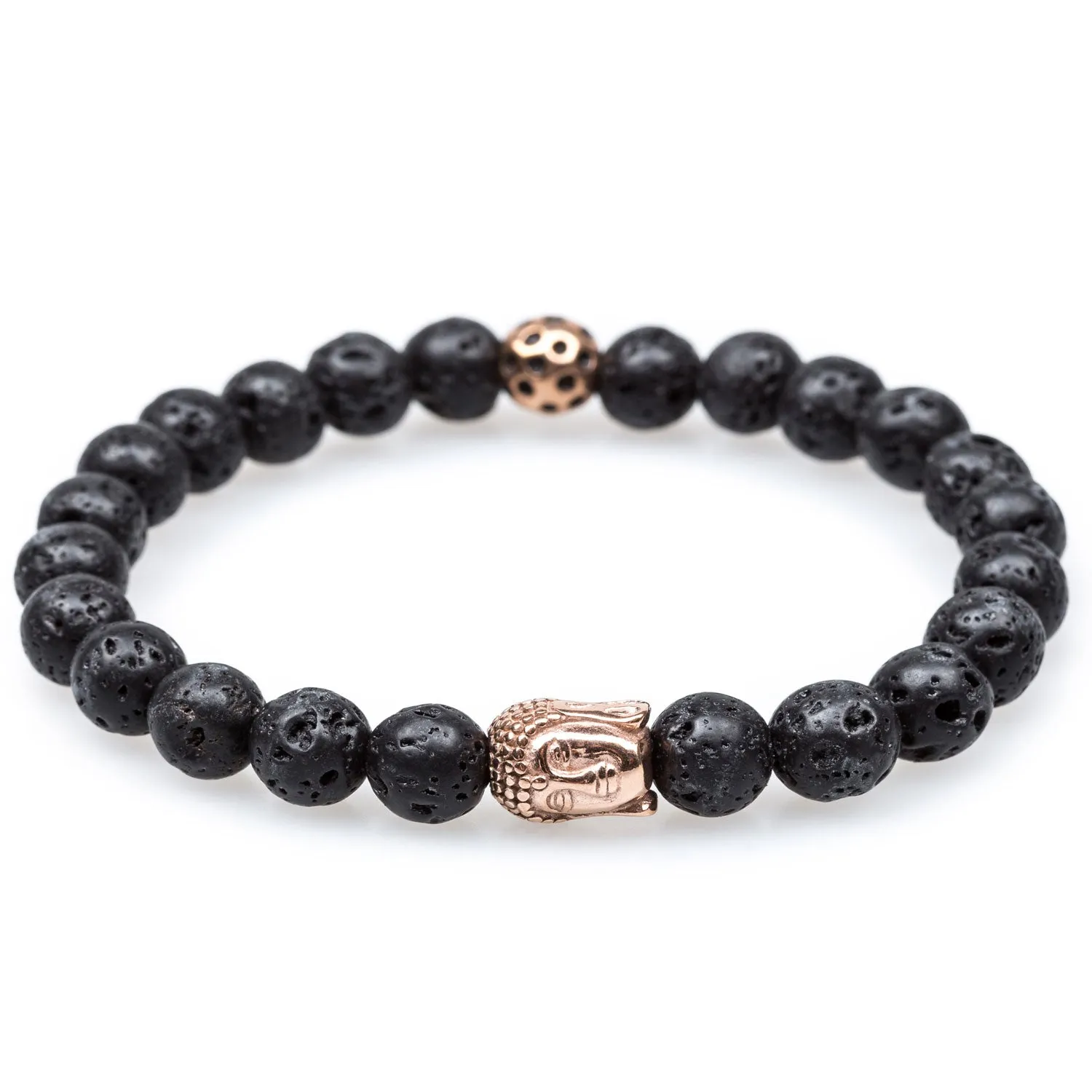 Volcanic Rock Rose Gold Buddha Bracelet sold by OTAA
