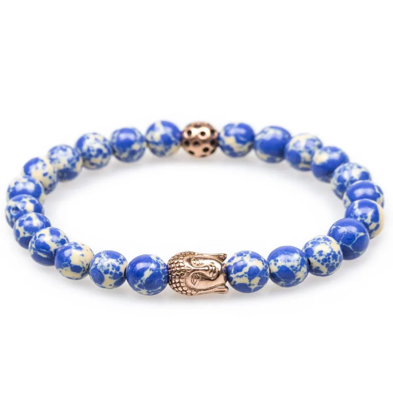 Sailendra Sodalite Rose Gold Buddha Bracelet made by OTAA