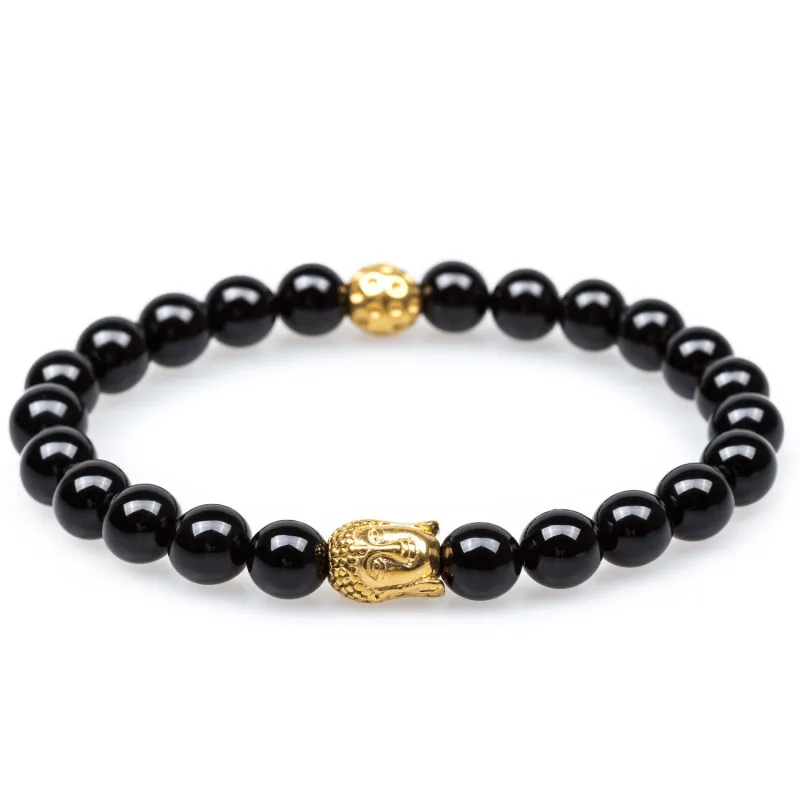 Ayutthaya Black Onyx Gold Buddha Bracelet made by OTAA