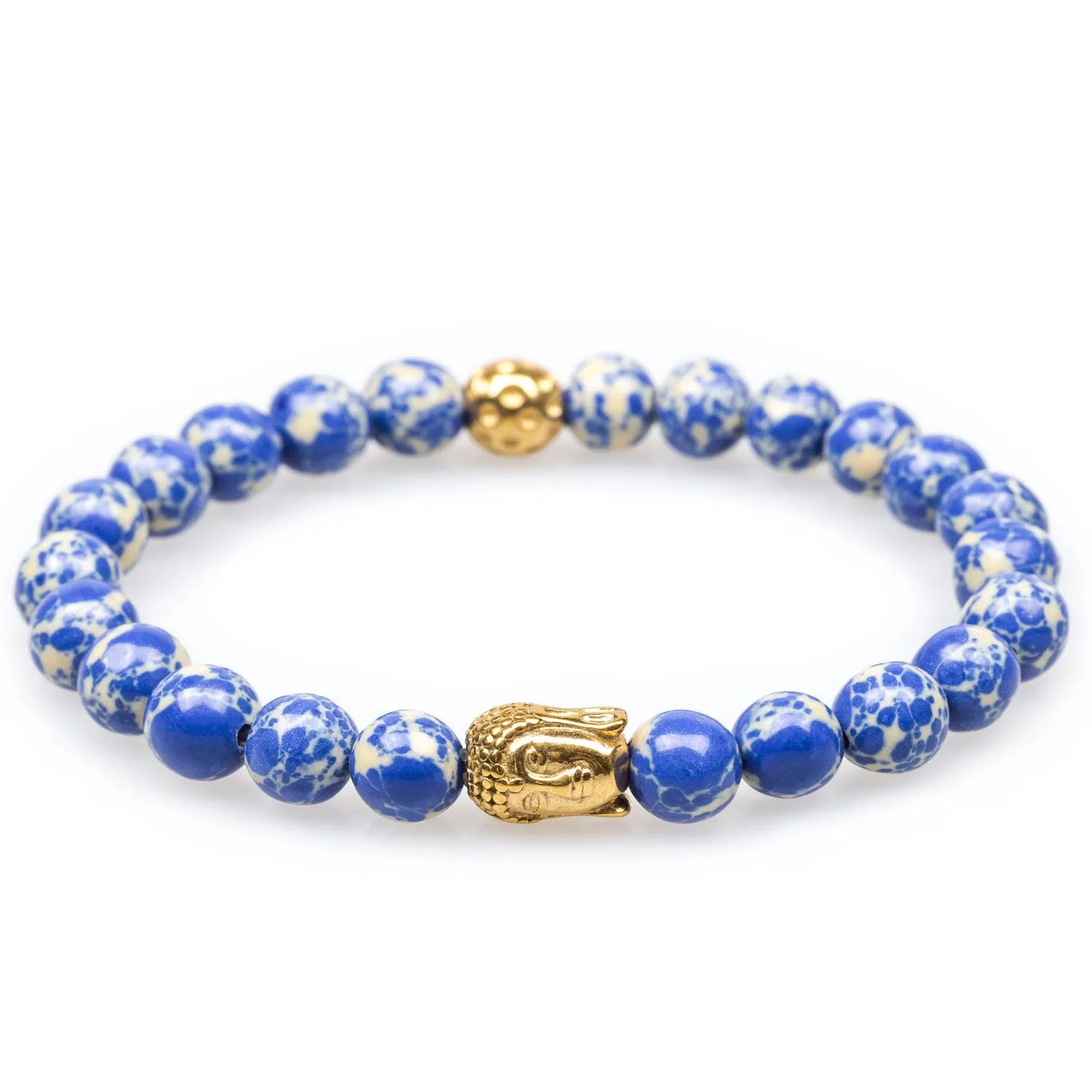 Tibetan Sodalite Gold Buddha Bracelet sold by OTAA